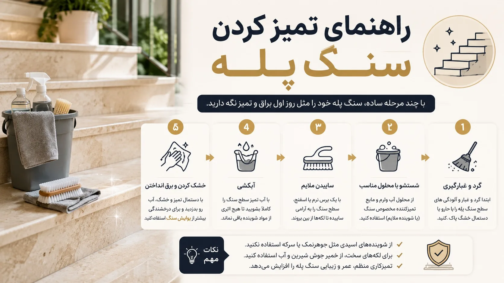 راهنمای تمیز کردن سنگ پله راهنمای تمیز کردن سنگ پله