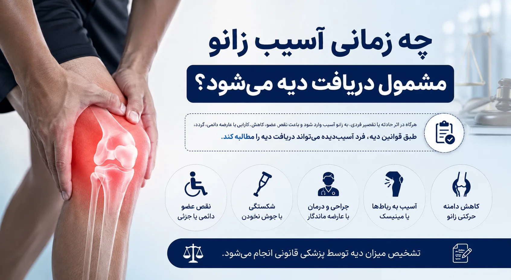 چه زمانی آسیب زانو مشمول دریافت دیه می‌شود؟